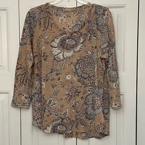 Lucky Brand, 3/4 Sleeve Floral Tee, Size XL.